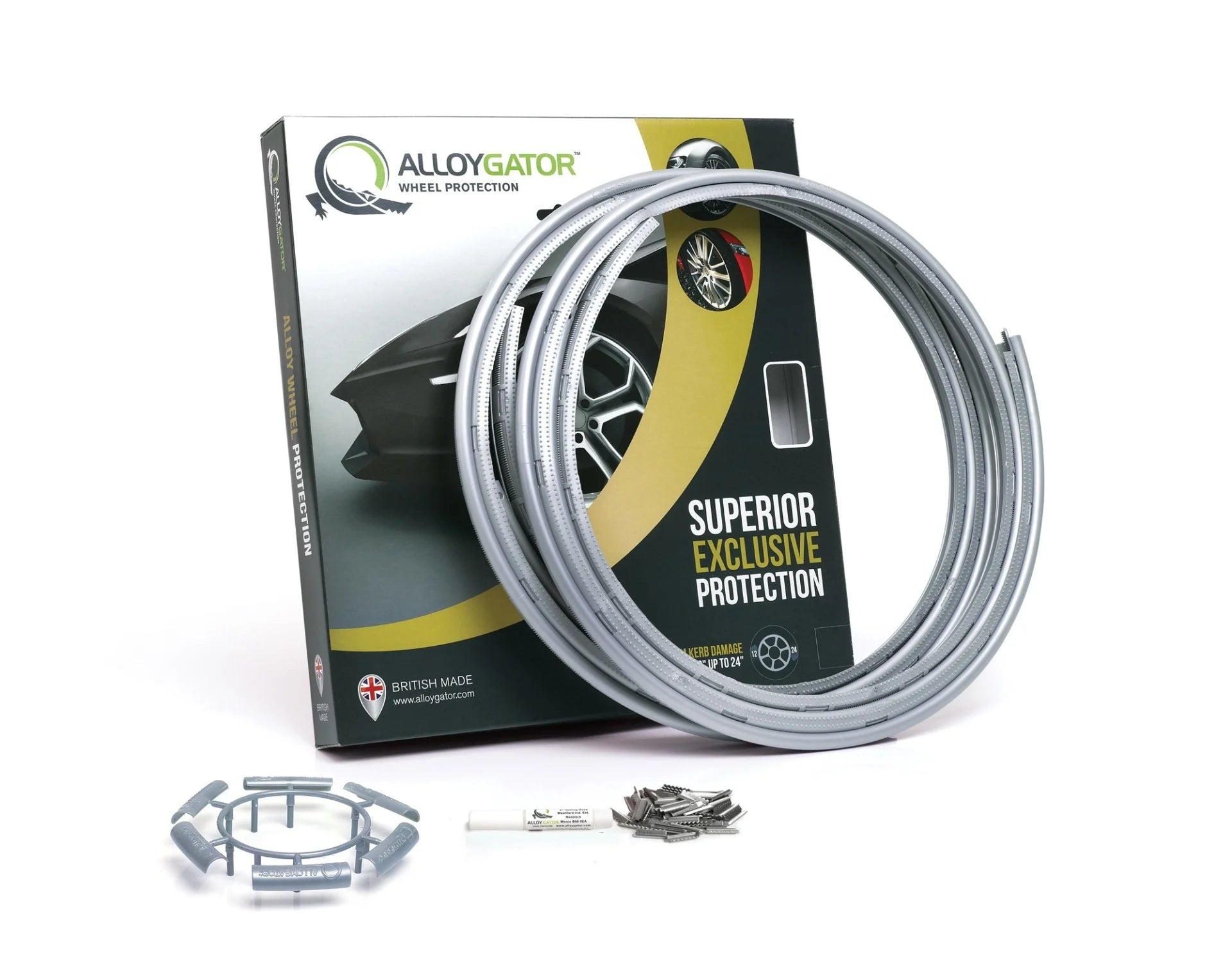 AlloyGator zilver grijs velgrandbescherming - set van 4 - velgbeschermer